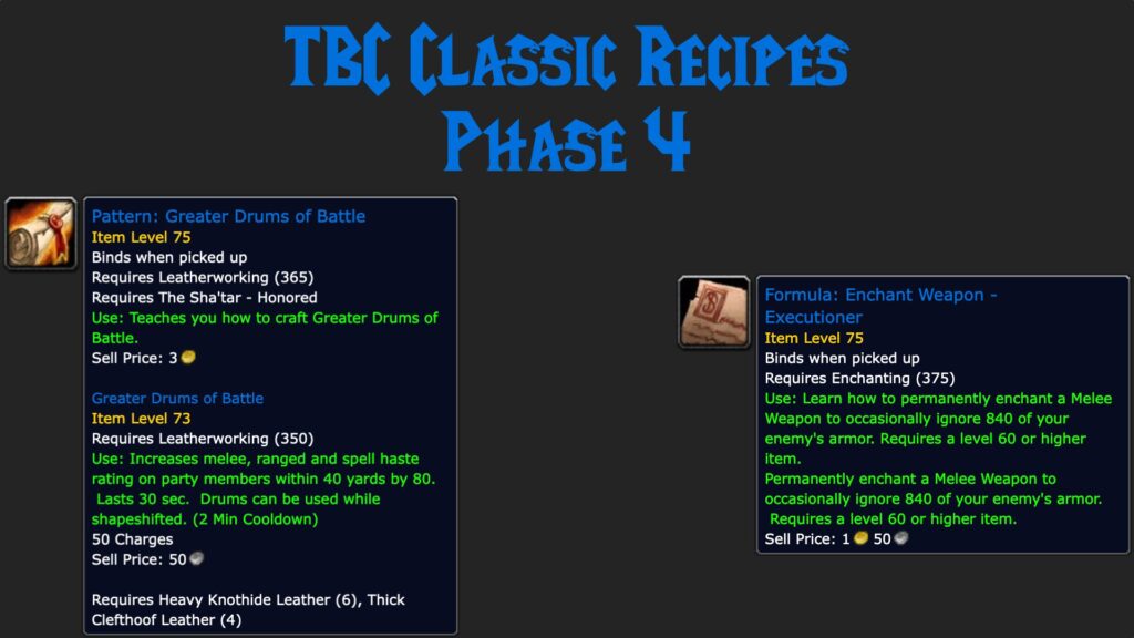 TBC Classic Recipes Phase 4