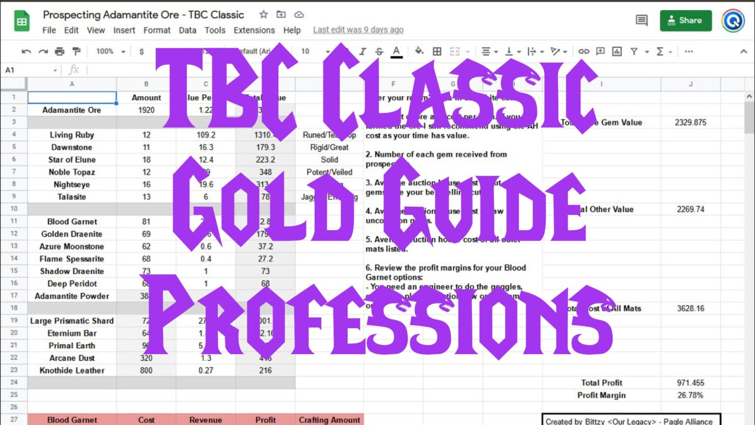 TBC Classic Gold Professions Bitt's Guides