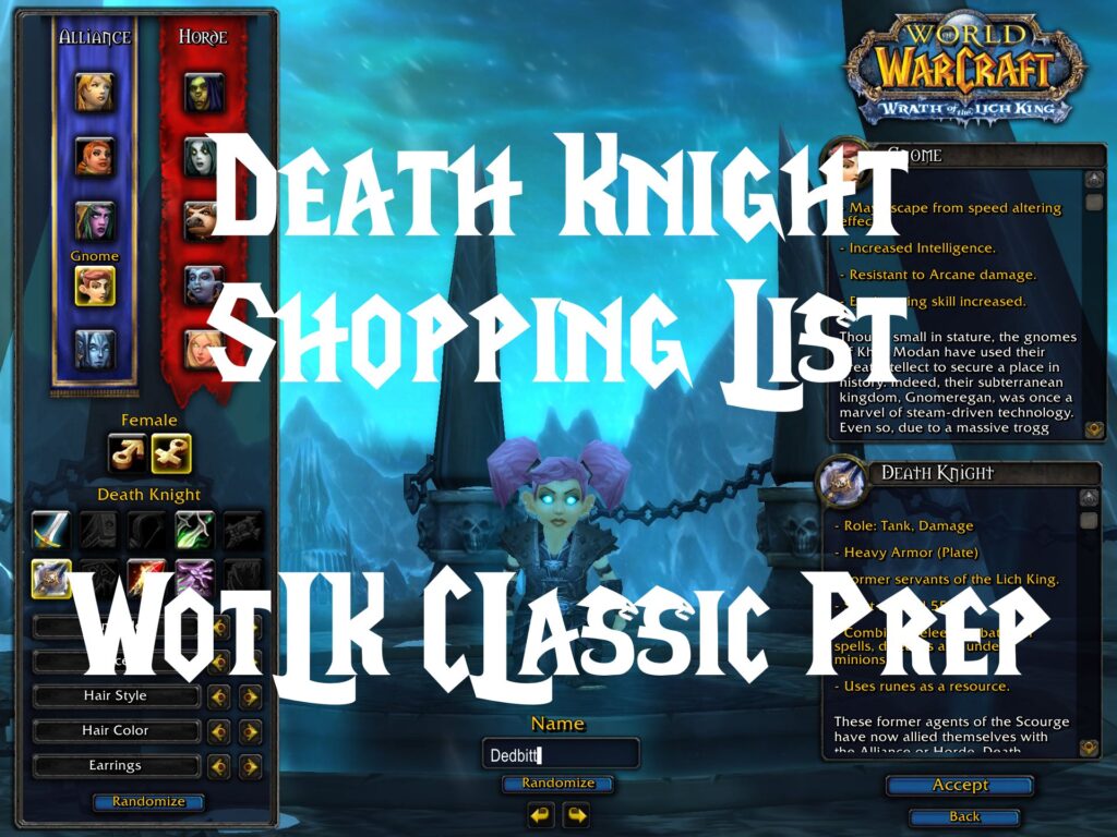 Death Knight Shopping List