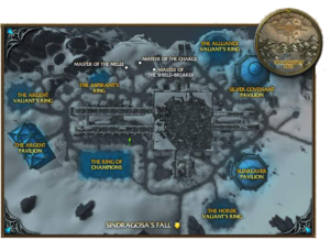 The Argent Tournament Grounds map from Blizzard's original Argent Tournament guide.