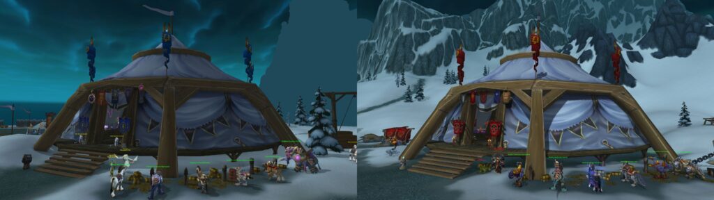 The Silver Covenant and Sunreaver Pavilions, where all Alliance and Horde players will receive their Valliant daily quests and can shop with the various city quartermasters.