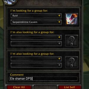 Looking For Group Tab, Ready To List Looking For Group Tab, Ready To List